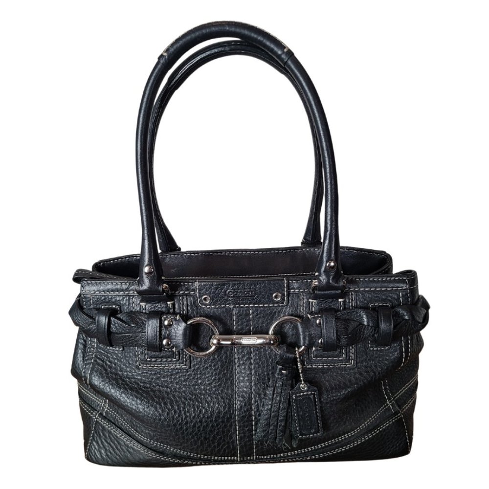 Coach Black Pebbled Leather Handbag EUC